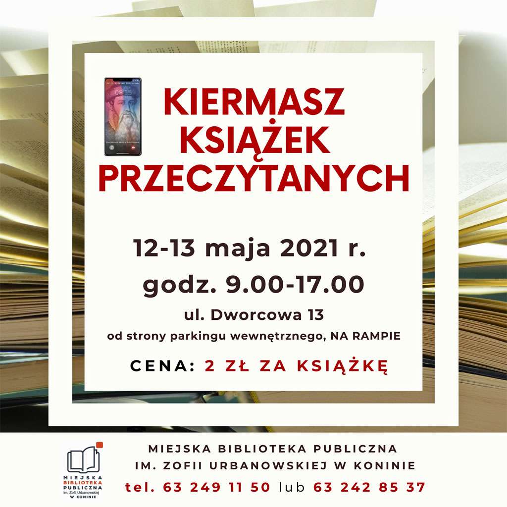 Plakat promujący kiermasz książek. Projekt: Emilia Guźnik.